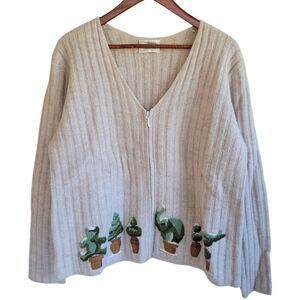 Vintage RareSusan Bristol Full Zip Cardigan Cottagecore Sweater Plant Lovers